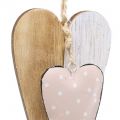 Floristik24 Heart hanger pink-nature 12cm 8pcs
