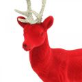 Floristik24 Decorative deer decorative figure decorative reindeer flocked red H28cm