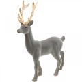Floristik24 Decorative deer decorative figure decorative reindeer flocked gray H37cm