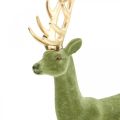 Floristik24 Decorative deer decorative figure decorative reindeer flocked green H37cm