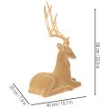 Decorative figurine of a reclining deer with antlers, flocked decoration, 58cm | Floristik24.ie