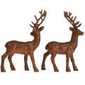 Floristik24 Deer deco reindeer copper glitter calf deco figure H20.5cm set of 2