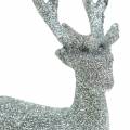 Floristik24 Deco figure deer silver glitter 9cm x 16cm