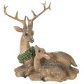 Decorative figurine of a deer family with snow as winter decoration, 17cm | Floristik24.ie