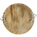 Floristik24 Wooden tray round with antler handle decorative tray rustic Ø39cm