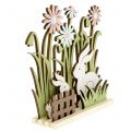 Floristik24 Wooden display rabbits with flowers 16.5cm