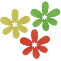 Wooden flowers scatter decoration blossoms wood yellow/orange/green Ø4cm 72p