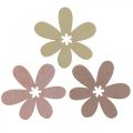 Floristik24 Wooden flowers scatter decoration blossoms wood beige/yellow/pink Ø4cm 72p