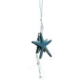 Floristik24 Wooden hanger starfish blue 36cm 4pcs