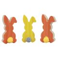 Floristik24 Wooden bunnies decorative bunnies Easter decoration yellow orange 4×8cm 6pcs