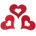 Floristik24 Wooden heart for scattering red 4cm 72p