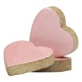 Floristik24 Wooden hearts decorative hearts light pink gloss table decoration 4.5cm 8pcs