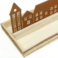 Floristik24 Decorative wooden tray rectangular with patina houses 50×17cm