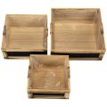 Wooden box with chalkboard and insert, 3 sizes set, 30cm | Floristik24.ie