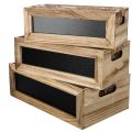 Floristik24 Wooden box with chalkboard for labeling, set of 3, 36cm