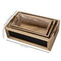 Wooden box with chalkboard for labeling, set of 3, 36cm | Floristik24.ie