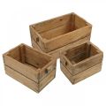 Floristik24 Wooden box, flower box, planter, planter set natural L45 / 36 / 27cm H20.5 / 18 / 17cm set of 3