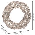 Wooden wreath, decorative wreath, natural white, Ø30cm, H9.5cm | Floristik24.ie