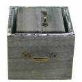 Floristik24 Planter wooden drawer washed gray 15×15cm/12×12cm set of 2