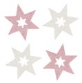 Floristik24 Wooden star 3.5cm pink / white with glitter 72pcs