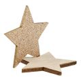 Floristik24 Wooden star scattered decoration nature with mica 72 pieces