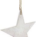 Floristik24 Wooden stars to hang 9 / 13cm white 12pcs