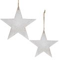 Floristik24 Wooden stars to hang 16.5cm / 20cm white 6pcs