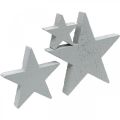 Floristik24 Wooden stars deco sprinkles Christmas gray 3/5/7cm 29p