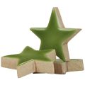 Floristik24 Wooden stars Christmas decorations scattered decorations glossy light green Ø5cm 8pcs