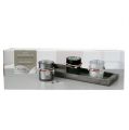 Floristik24 Wooden tray with 3 tealight glasses gray, silver