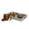 Floristik24 Wooden tray with 3 tealight glasses brown, gold