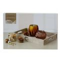 Floristik24 Wooden tray with 3 tealight glasses brown, gold