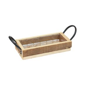 Floristik24 Wooden tray with handles decorative tray natural black 25×12.5×5cm