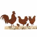 Floristik24 Chicken family metal grate on wooden base birch 32cm H15.5cm