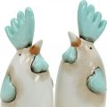 Floristik24 Ceramic Rooster Kitchen Deco Chicken White Blue Brown H14.5cm 2pcs