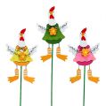 Floristik24 Chicken with flower sort. on the rod 15pcs