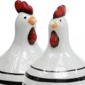 Floristik24 Decorative chicken ceramic white with black stripes round Ø 7cm H11cm 3pcs