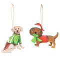 Floristik24 Dog Christmas ornament, decorative hanging ornament, dog with scarf and hat, 12cm, 2 pieces