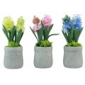 Floristik24 Hyacinth artificial in pot yellow pink blue H23cm 3pcs