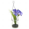 Floristik24 Iris lilac in a glass for hanging H21.5cm