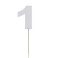 Floristik24 Anniversary number &quot;1&quot; on the stick white L27cm 10pcs