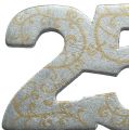 Floristik24 Anniversary number &quot;25&quot; made of wood silver 36pcs