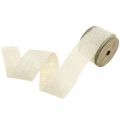 Floristik24 Natural jute ribbon, deco ribbon, natural fiber jute bleached, white W45mm L3m