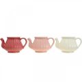 Floristik24 Decorative teapot ceramic plant pot pink, red, white L19cm 3pcs