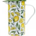 Enamel jug, Mediterranean decoration, jug with lemon pattern H19.5cm Ø9cm