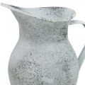 Floristik24 Decorative jug metal washed white shabby chic H18.5cm