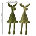 Sitting moose flocked Shelf sitters Christmas Green 31cm 2pcs | Floristik24.ie