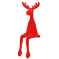 Sitting Moose Shelf Sitter Christmas flocked Red 31cm 3pcs | Floristik24.ie