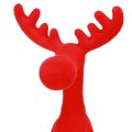 Sitting Moose Shelf Sitter Christmas flocked Red 31cm 3pcs | Floristik24.ie