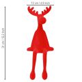 Sitting Moose Shelf Sitter Christmas flocked Red 31cm 3pcs | Floristik24.ie